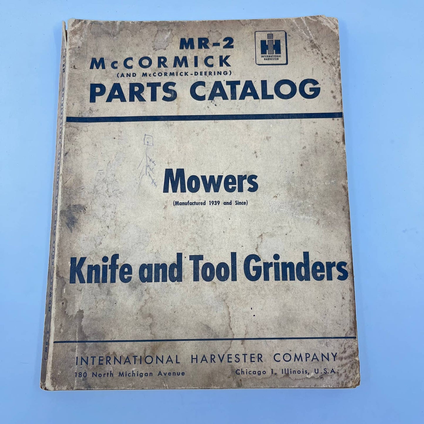 Original McCormick MR-2 Parts Catalog Mowers Knife and Tool Grinders IH TF8