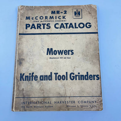 Original McCormick MR-2 Parts Catalog Mowers Knife and Tool Grinders IH TF8