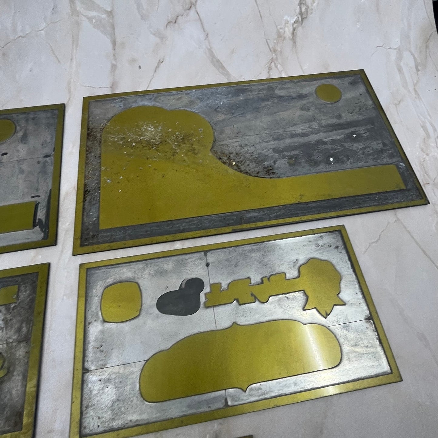 Vintage Newspaper Ad Printing Plate Lot of 5 Abstract Sunsets TC9-11
