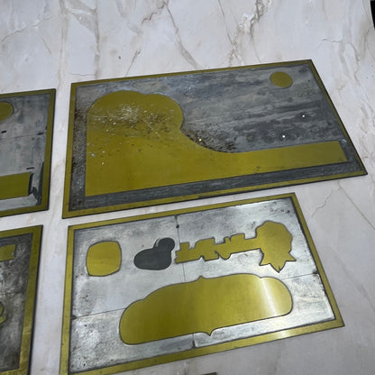 Vintage Newspaper Ad Printing Plate Lot of 5 Abstract Sunsets TC9-11