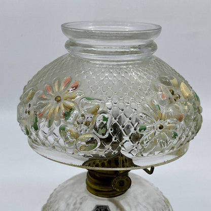 Antique Rubicon Oil Lamp Hand Painted Clear Daisy 8" Matching Shade TI2