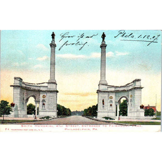 1907 Postcard Smith Memorial 41st St Entrance Fairmount Park Philadelphia TD9-P1