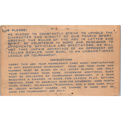 1945 American Bowling Congress Milwaukee Membership National Minor SE5-30