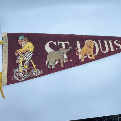 1940s St. Louis Zoo Missouri Souvenir Felt Pennant 24” TF5