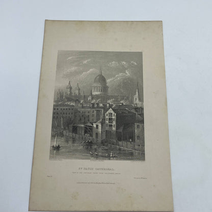 1836 Original Art Engraving  St. Paul's Cathedral View of the Chapter House AC6