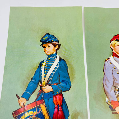 1969 Hawley Print Union & Confederate Drummer Boy Set Civil War 6x15 FL2