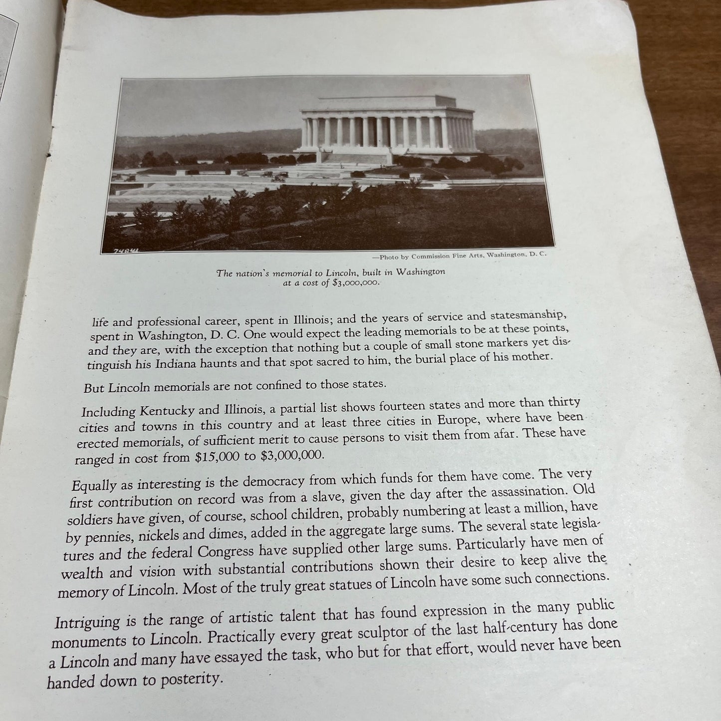 1927 Lincoln Memorials Booklet 16 pg w Pictures Bookwalter Indianapolis L2-1
