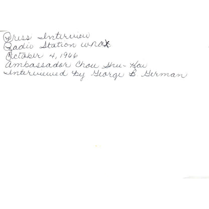 Shu-Kai Chow Chinese Ambassador Interview WNAX 1966 Original Photo 5x7 TK1-P5