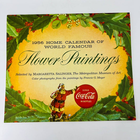 1956 Coca Cola Calendar Coke Santa Flower Paintings MOMA MARGERITA SALINGER C4