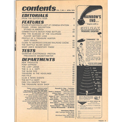 Treasure Magazine - Treasure Hunting Gold Mining Metal Detecting April 1976 M5