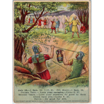 1920 Christian Lesson Picture Card David Spares Saul's Life SE5