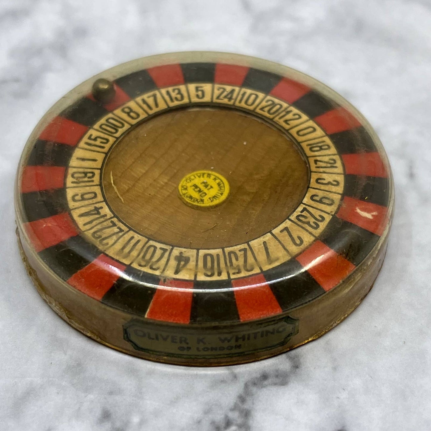 Oliver K. Whiting of London Mini Roulette Wheel Good Luck Charm 2.5”SE7