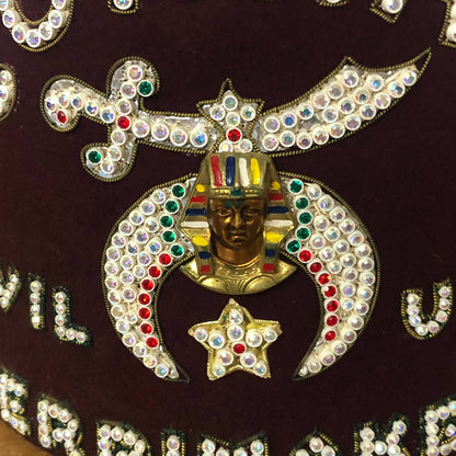 Zuhrah Merrimakers Vodvil Unit Masonic Shriner Fez Hat Rhinestone Sphinx HB1