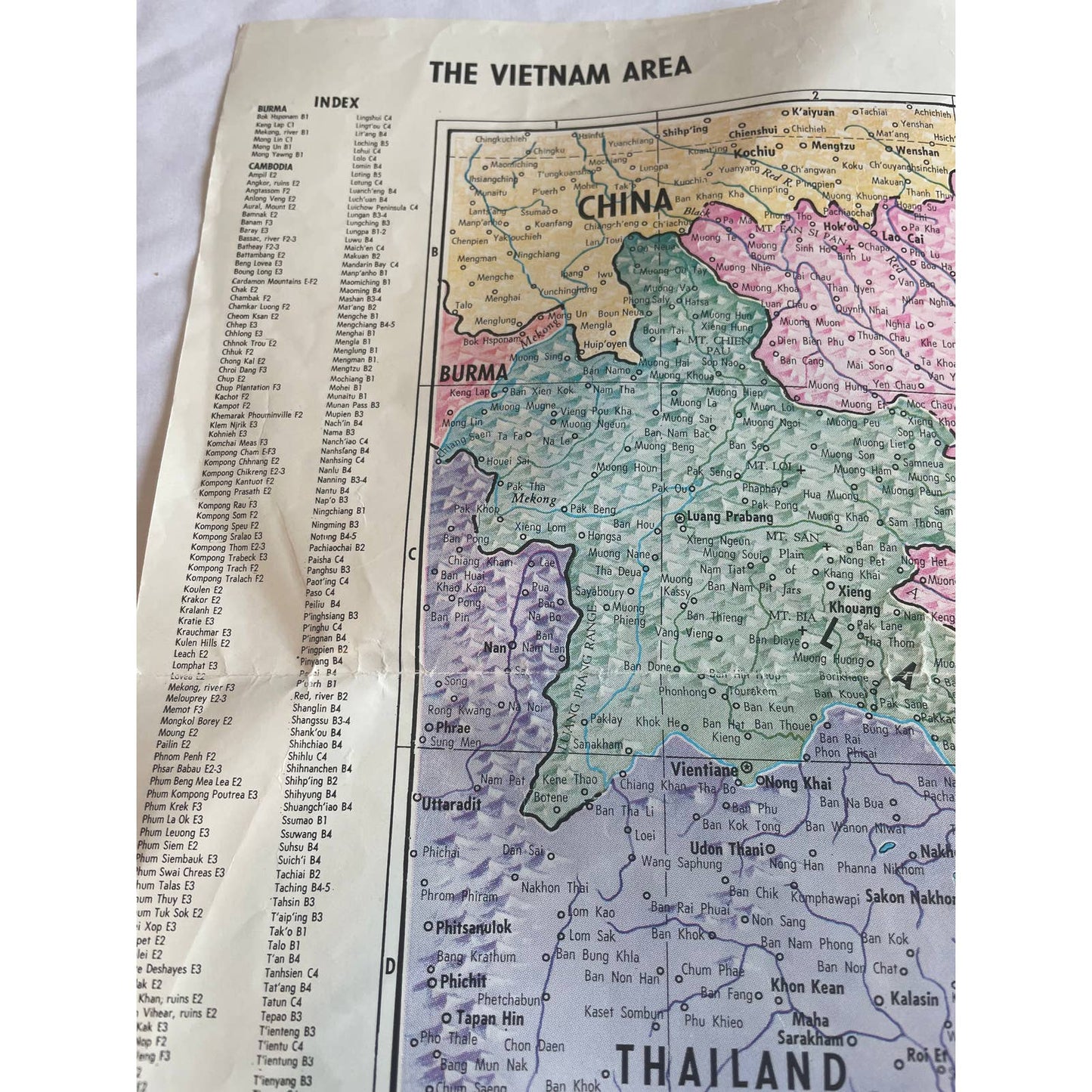 1969 The Vietnam Area Map Des Moines Sunday Register 23 1/2” x 14 1/2”  FL3