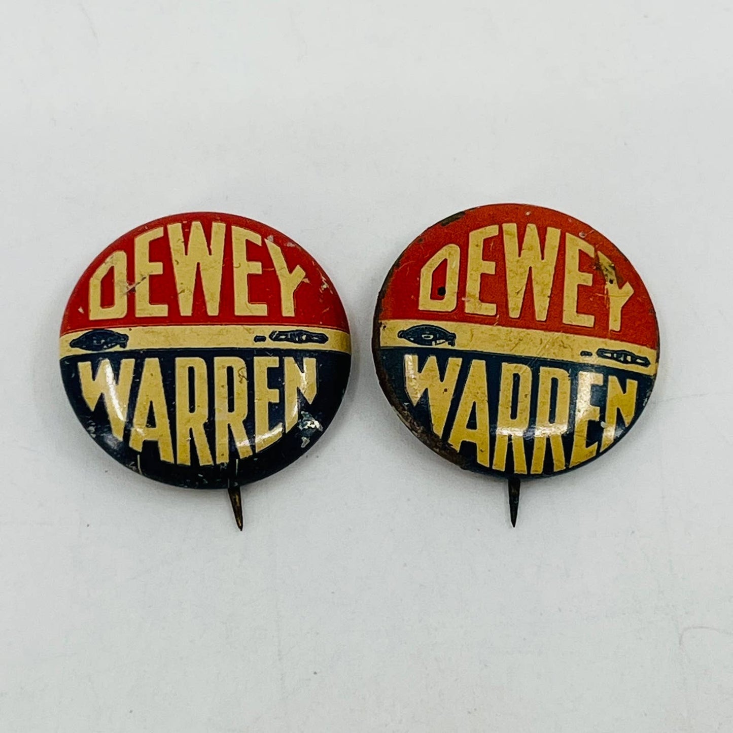 1948 DEWEY/WARREN Litho Pinback Button Presidential Campaign Pin Set of 2 TB9