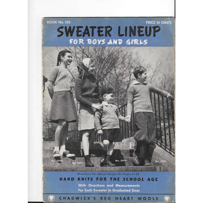 1940 Sweater Lineup for Boys & Girls Magazine Hand Knits for the School Age TJ7