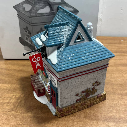 Department 56 North Pole Series Beard Barber Shop #5634-0 w/ Box, Light & Flag
