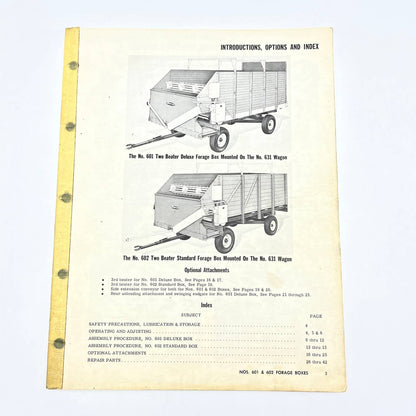 Original 1967 New Idea Operator's Manual Nos. 601 & 602 Forage Boxes TB9