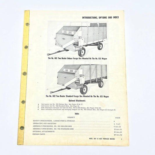 Original 1967 New Idea Operator's Manual Nos. 601 & 602 Forage Boxes TB9