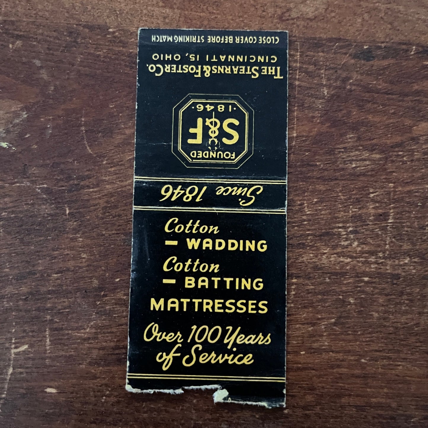 S&F Stearns & Foster Co Cincinnati OH Advertising Matchbook Cover MM11-6