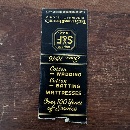 S&F Stearns & Foster Co Cincinnati OH Advertising Matchbook Cover MM11-6