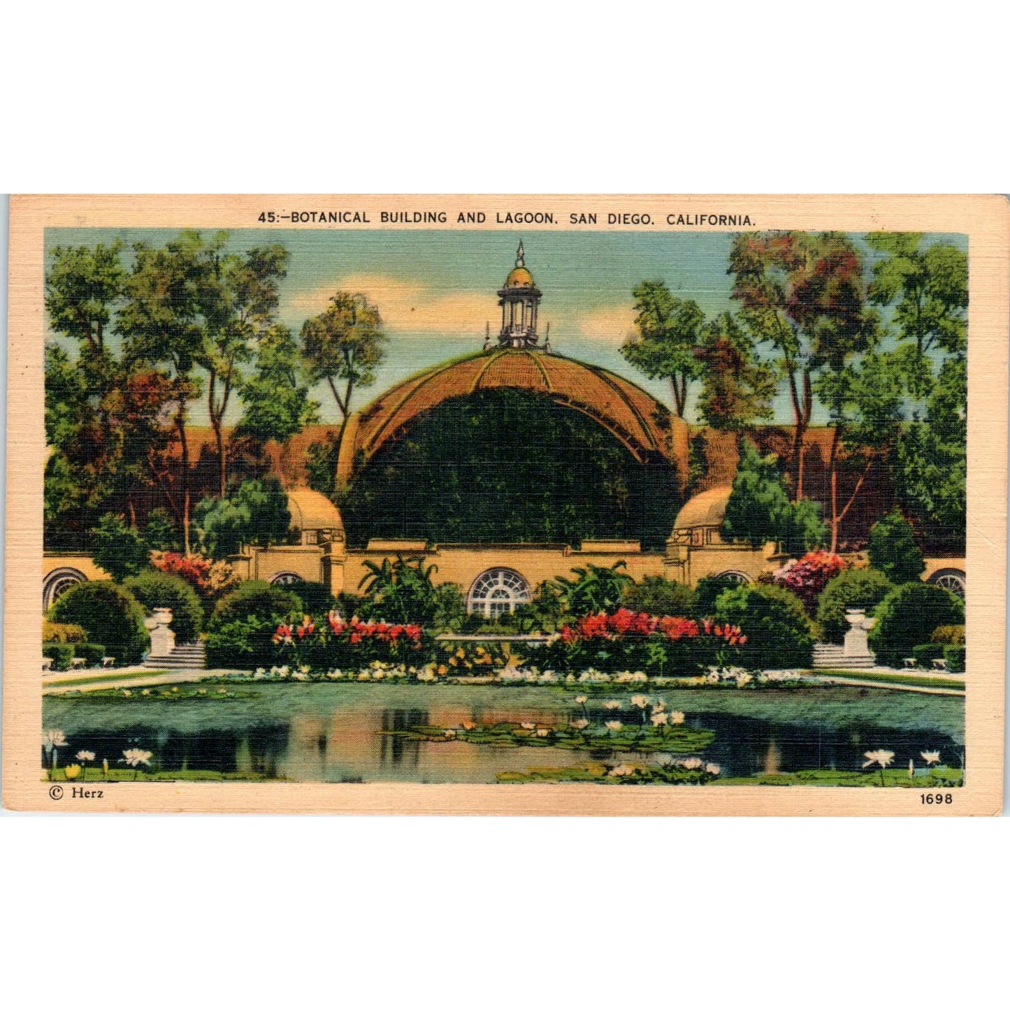 Botanical Building and Lagoon San Diego California Original Postcard TK1-P1