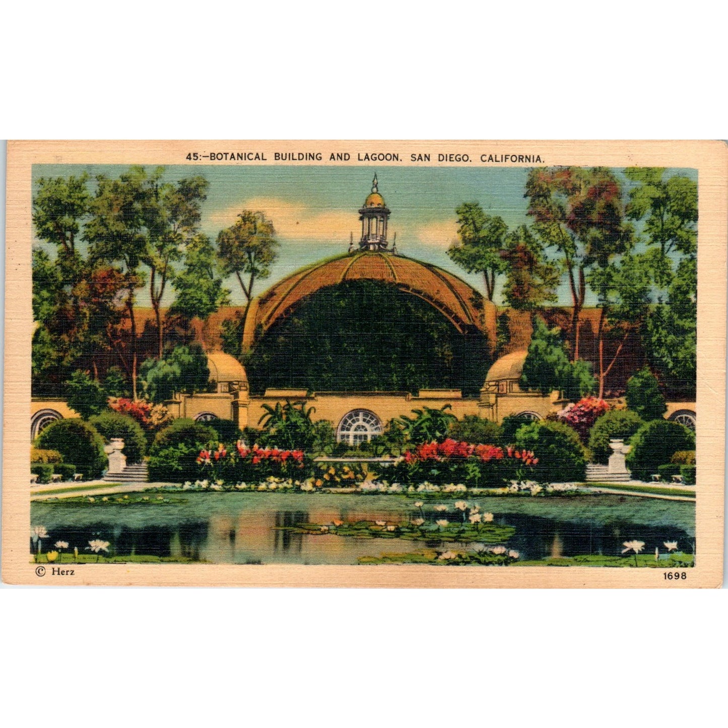 Botanical Building and Lagoon San Diego California Original Postcard P3-3