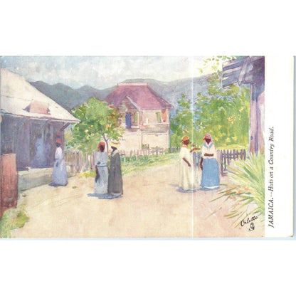 Jamaica Huts on a Country Road Raphael Tuck Oilette Original Postcard TK1-P14