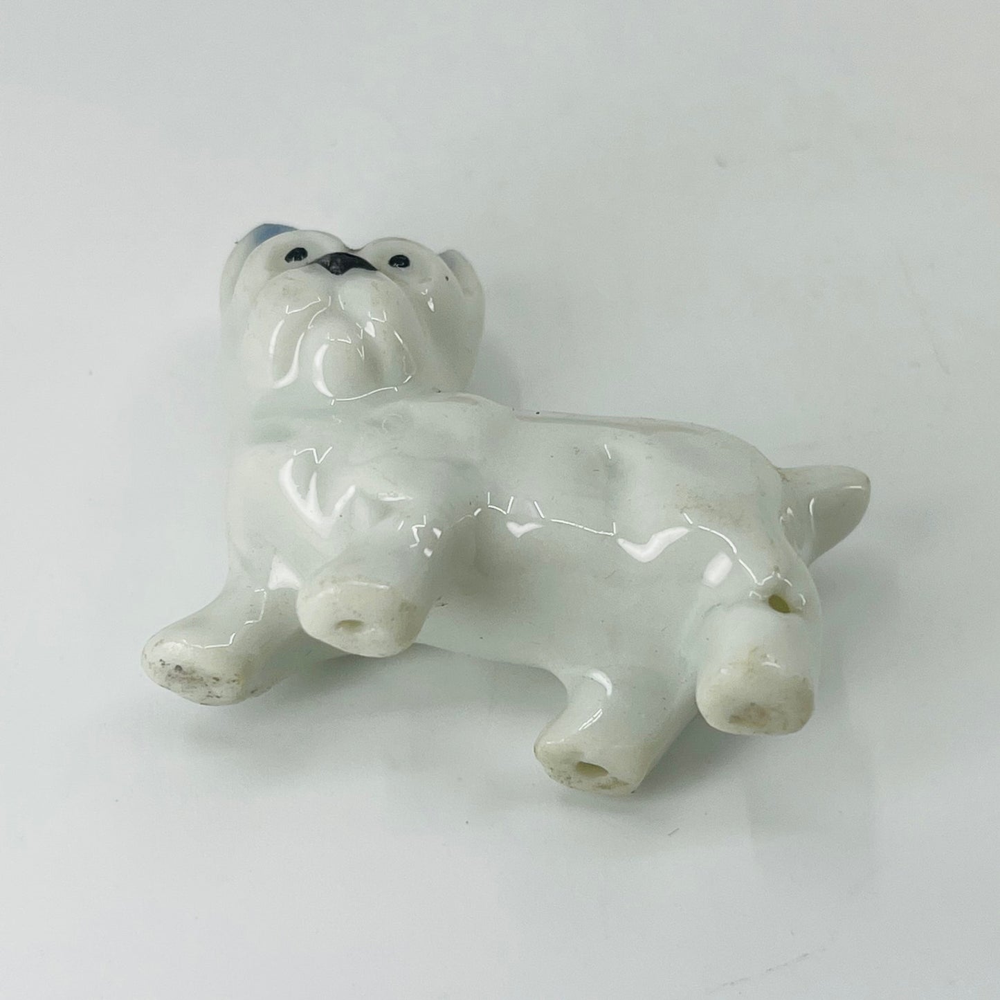 Vintage French Bulldog Dog Hand Painted Porcelain 1.75” SB2
