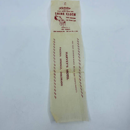 Vintage Shoe Shine Cloth Harvey’s Motel Pagosa Springs CO D1