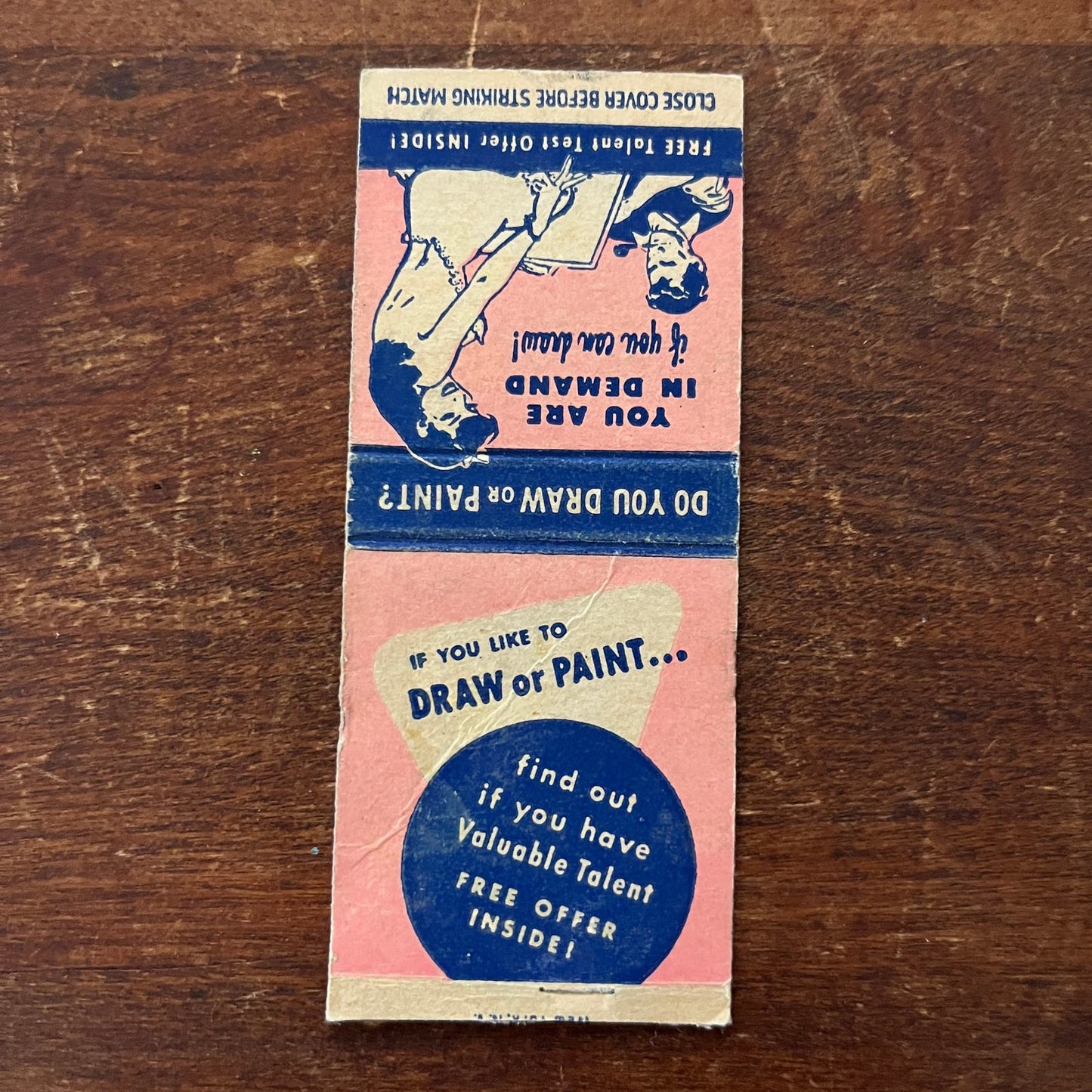 Drawing Painting Talent Test Advertising Matchbook Cover SB3-M1