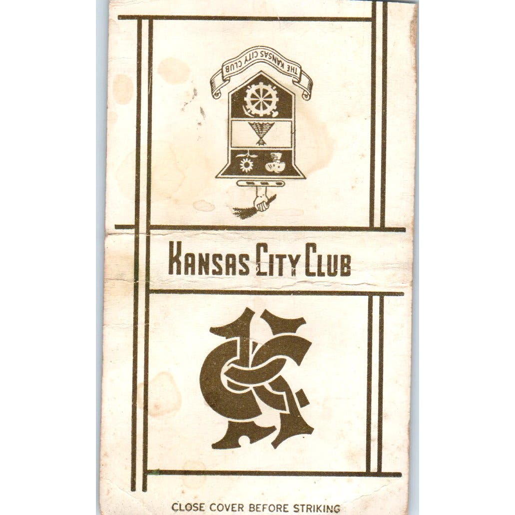 The Kansas City Club Kansas City MO Advertising Matchbook Cover SA9-M2