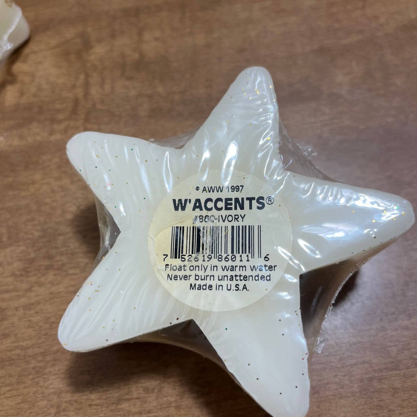 Vintage 1997 W’accents Vanilla Floating Star Candle Set of 2 TA4