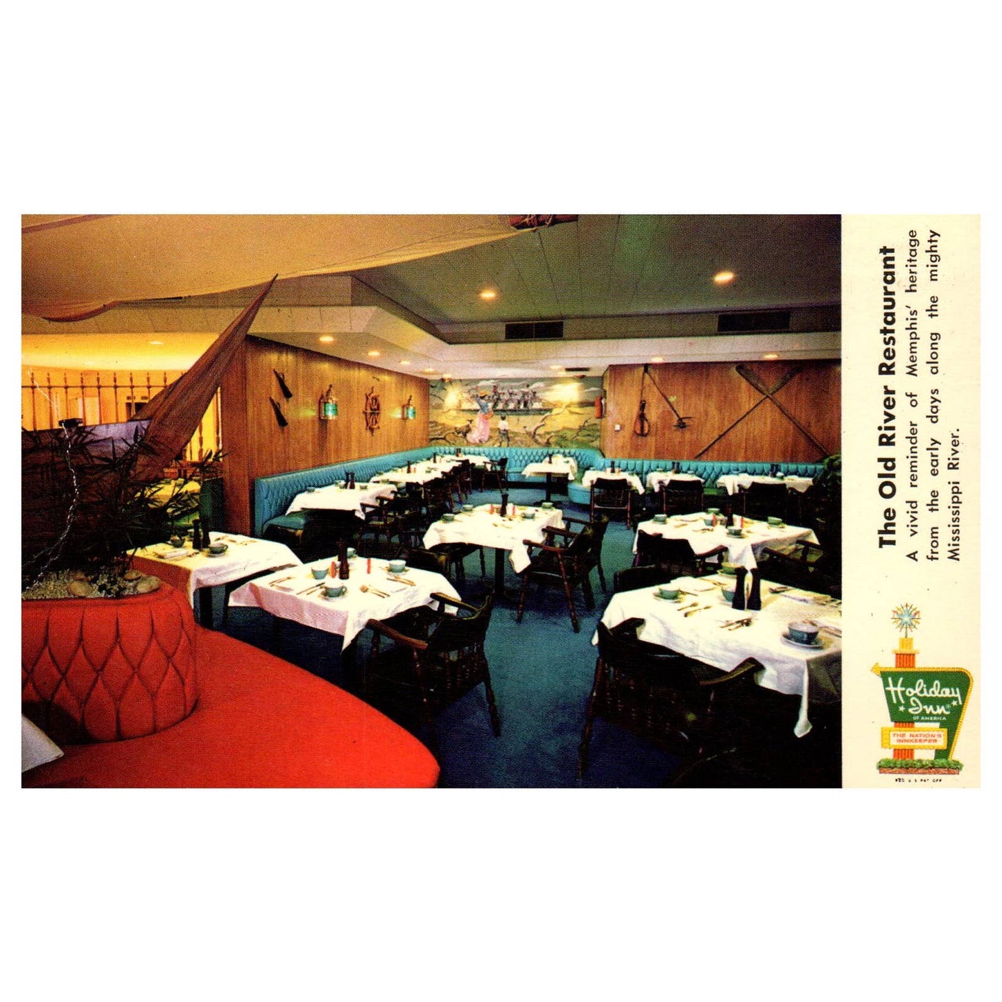Vintage Postcard The Old River Restaurant Interior Holiday Inn Memphis TN TJ6-1