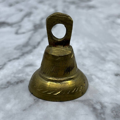 Vintage Etched Brass Bell of Sarna 1.5" India SA2