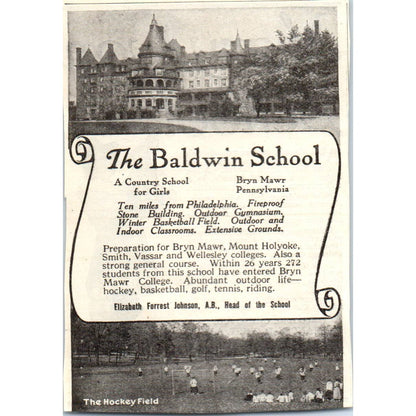 c1920 Harper's Magazine Ad - Mary Lyon School for Girls Swarthmore PA EA3