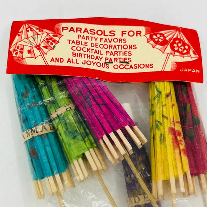 Vintage Cocktail Parasols Set of 6 NOS Japan Party Favors Vintage SB1