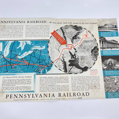 1939 New York World’s Fair Pennsylvania Railroad Brochure & Map AA9