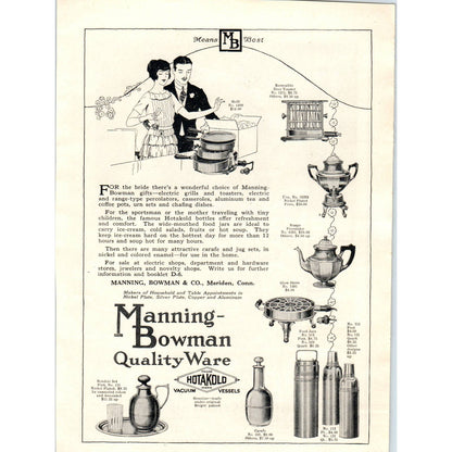 Manning-Bowman Quality Ware Hotakold Vacuum Vessels - 1921 Original Ad TJ7-L
