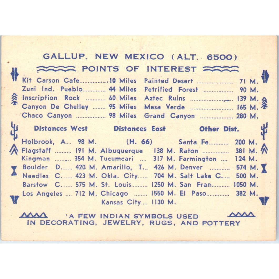 Vintage Advertising Card Arrowhead Lodge Motel Gallup, New Mexico SE5