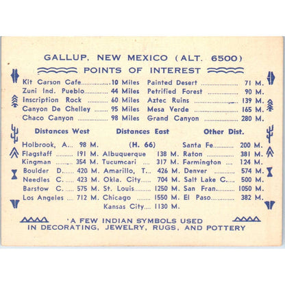 Vintage Advertising Card Arrowhead Lodge Motel Gallup, New Mexico SE5