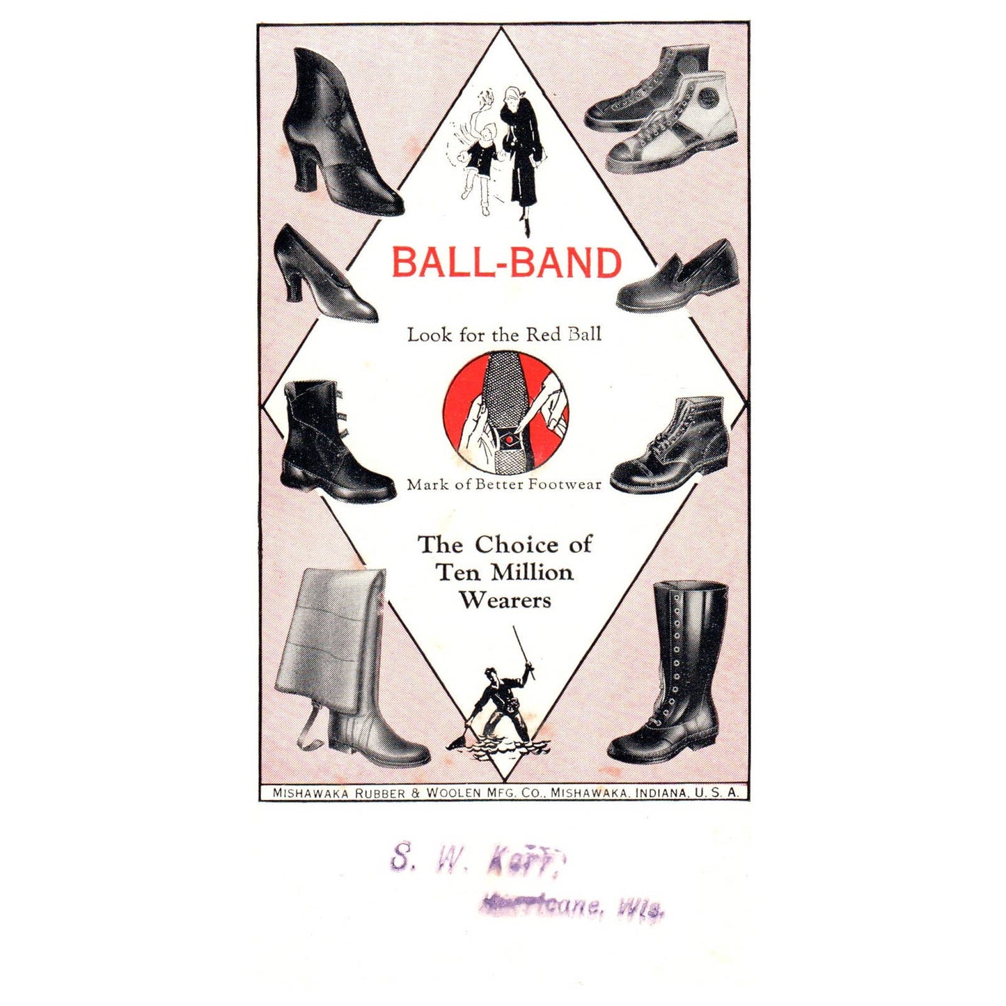 1920s Blotter Ball-Band Footwear Mishawaka Rubber & Woolen Mfg Indiana SE4