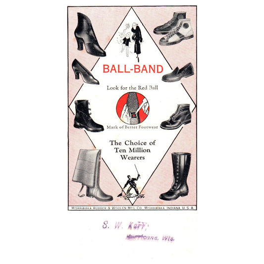 1920s Blotter Ball-Band Footwear Mishawaka Rubber & Woolen Mfg Indiana SE4