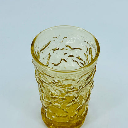 1970s Anchor Hocking Lido Milano Honey Gold Crinkle Juice Glass Tumbler 4” TB9