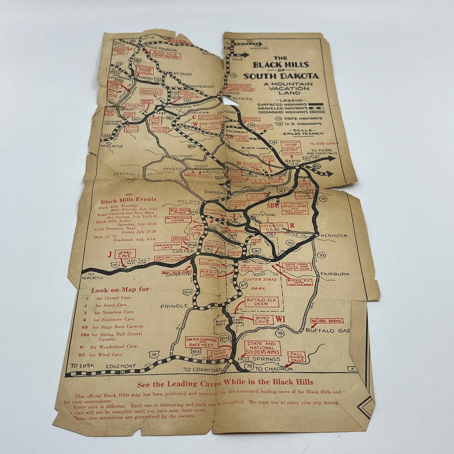 1938 Black Hills South Dakota Event Map AB8