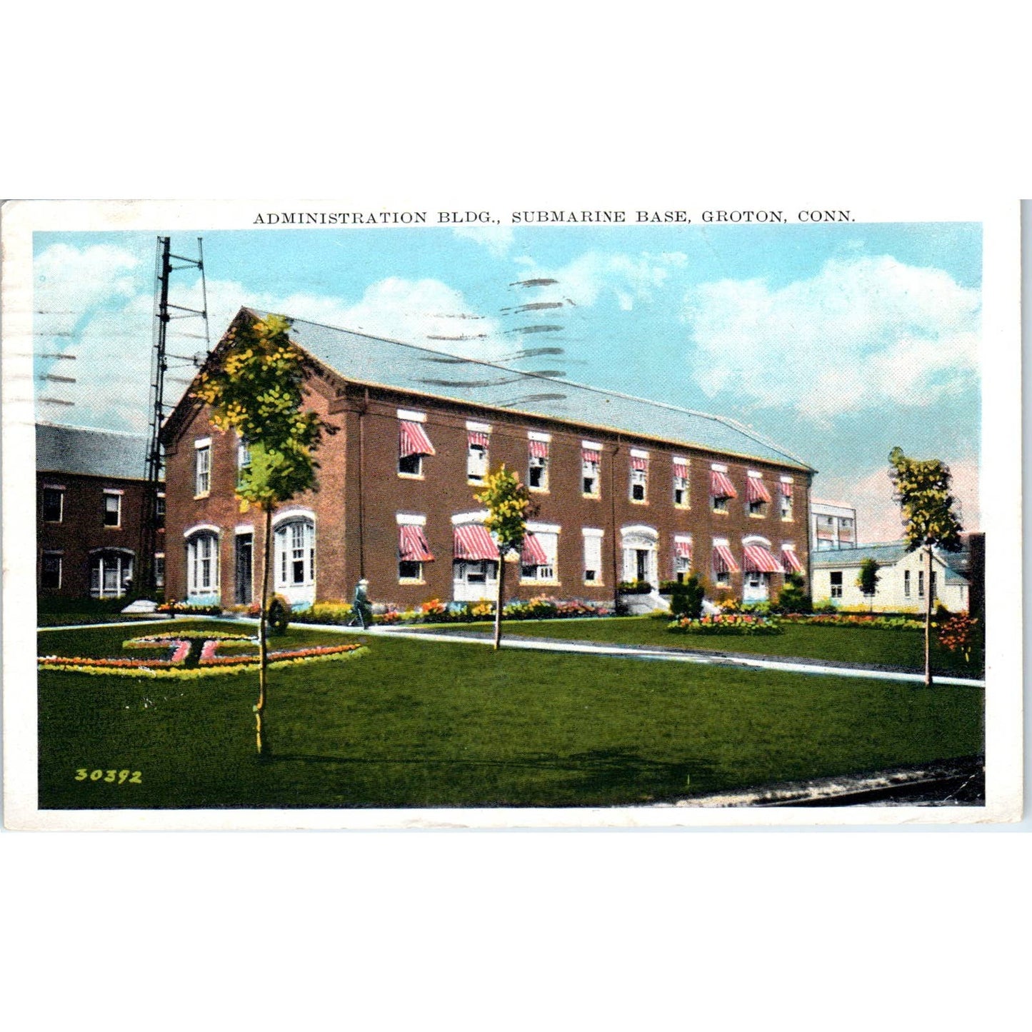Administration Building Submarine Base Groton CT Original Postcard TJ9-P2