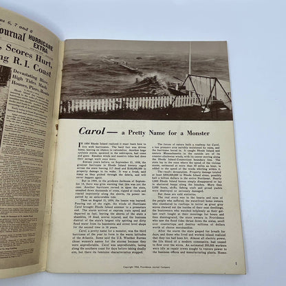 Hurricane Carol Lashes Rhode Island Book August 31 1954 Providence Journal TG6