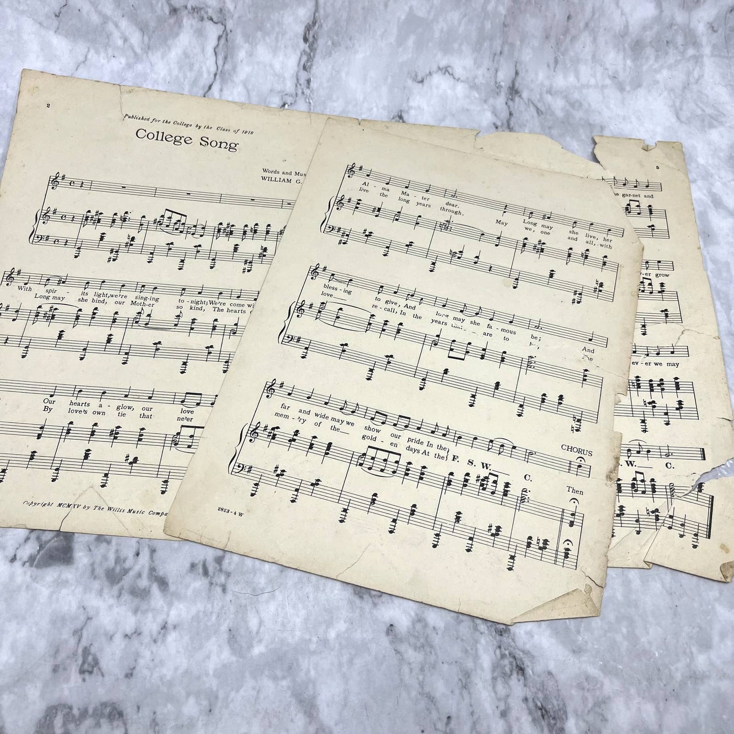 College Song Florida State College for Women 1915 Sheet Music TK2-SM