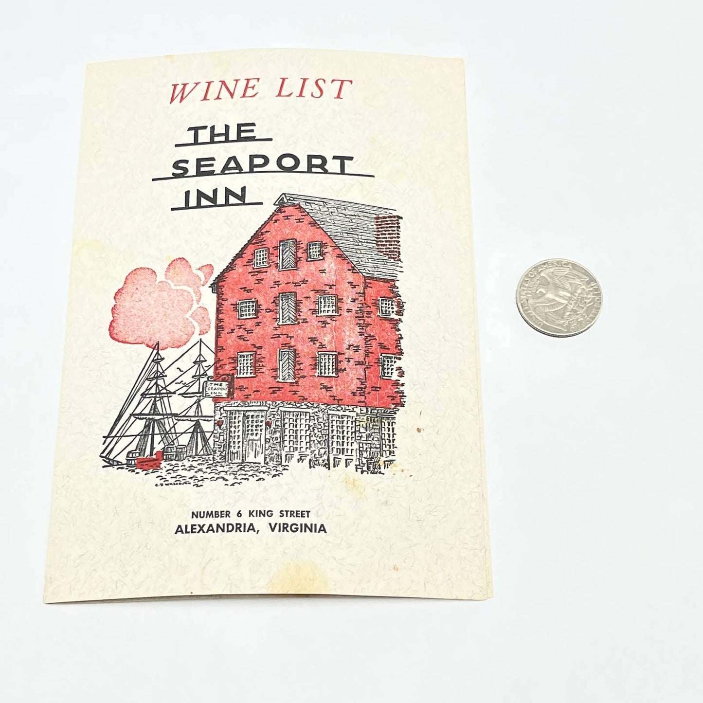 1960s The Seaport Inn Restaurant Menu Wine List Alexandria VA AB7
