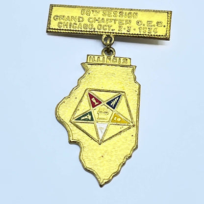 1934 OES Order of the Eastern Star Grand Chapter 60th Session Chicago Pin SD8